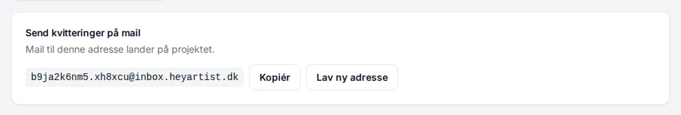 The project’s own address under Email your receipts