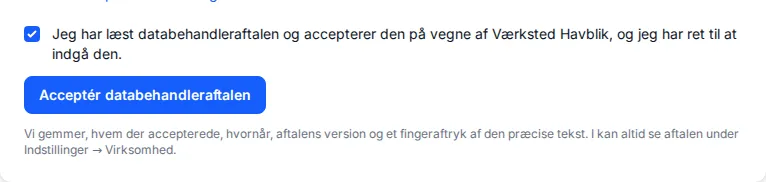 Fluebenet og knappen, der accepterer aftalen