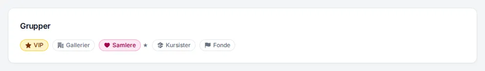 The groups on a contact’s page: the chosen ones are coloured